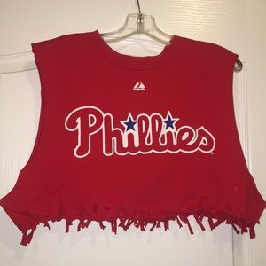 I am selling a red Phillies shirt that I remade.